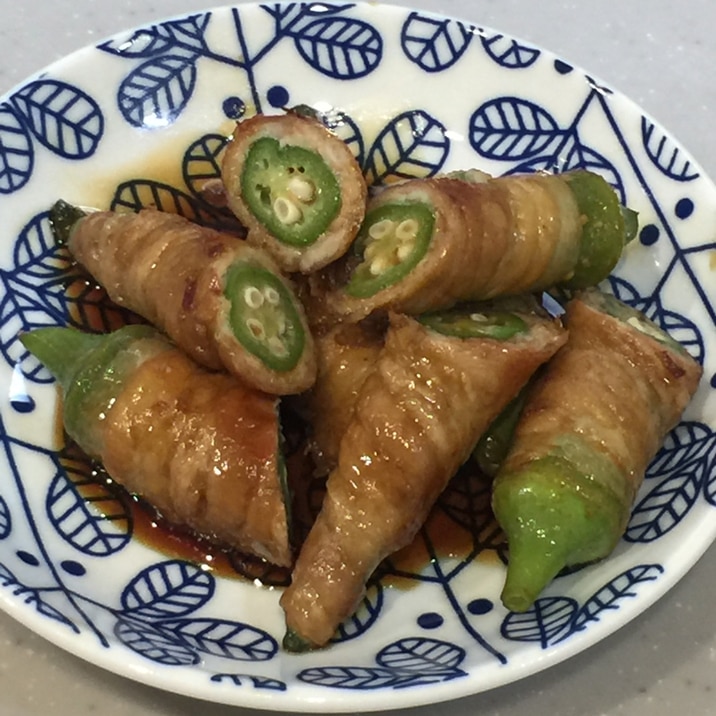 おくらの肉巻きすき焼き風味